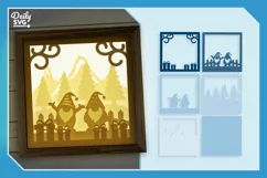 3D Christmas Gnomes in Snowie Scene Layered Papercut Product Image 2