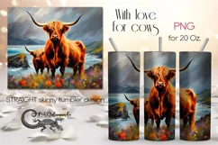 Highland cow | western Skinny tumbler sublimation design PL2 Product Image 1