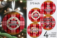 Christmas plaid | red Xmas round ornaments sublimation2 Product Image 1