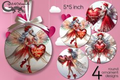 Valentine fairy | love round ornaments sublimation designs 2 Product Image 1