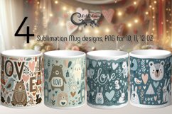 Valentine bear | 4 love scandi Mug Sublimation designs Product Image 1