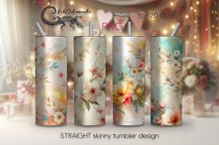 Watercolor Flowers | 4 gentle tumbler Sublimation designs P2 Product Image 2