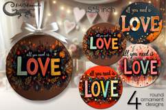 Boho Inscription | hippie Round ornament sublimation design2 Product Image 1