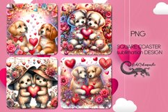 Love dog | valentine square coaster sublimation design Product Image 1