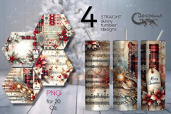 Vintage Christmas | 4 xmas Sublimation Tumbler Designs P2 Product Image 1