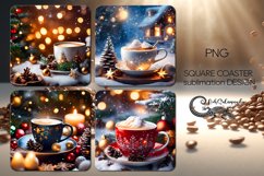 Christmas Coffee | 4 square coaster sublimation designs PL2 Product Image 1