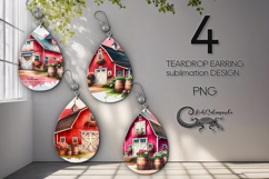 Beautiful farmhouse | Teardrop earring sublimation designs 2 Product Image 1