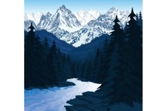 vector morning in beautiful mountains with river Product Image 2