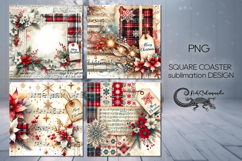 Vintage Christmas | xmas square coaster sublimation design 2 Product Image 1