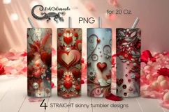 Watercolor hearts | 4 Skinny tumbler sublimationd designs2 Product Image 1