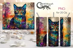 Mosaic Cat | skinny tumbler animals Sublimation design PLUS2 Product Image 1