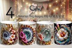 3D flowers &amp; pearls | 4 Sublimation Mug designs PL2 Product Image 1