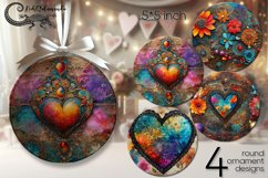Vintage hearts | round ornaments sublimation design PL2 Product Image 1