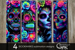 Neon Skulls | 4 Halloween bookmarks sublimation designs PL2 Product Image 1