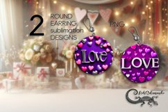 Purple Valentine | round earring Sublimation designs P2 Product Image 1
