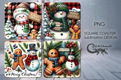 Snowman &amp; gingerbread | 4 winter square coaster sublimation2 Product Image 1