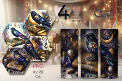 Mystic crow | 4 Skinny tumbler sublimation designs Product Image 1