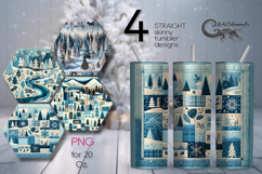 Xmas patchwork landscape | Skinny tumbler sublimation design Product Image 1