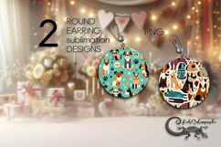 Modern pets | Cartoon style Round earring sublimation PL2 Product Image 1