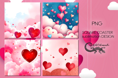 Love Hearts | valentine square coaster sublimation design P2 Product Image 1