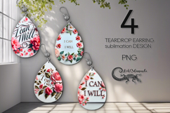Motivating inscriptions 2| 4 Teardrop earring sublimation P2 Product Image 1