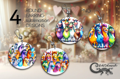 Funny pets | 4 Cartoon style Round earring sublimation PL2 Product Image 1