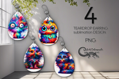 Funny animal | Teardrop earring cartoon Sublimation design 2 Product Image 1
