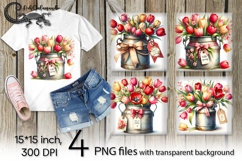 Hello Spring | 4 flowers PNG Sublimation designs P Product Image 1