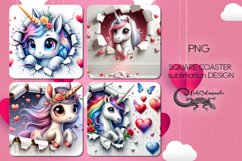 Love unicorn | valentine square coaster sublimation design Product Image 1