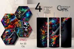Music &amp; Skulls | 4 Skinny tumbler sublimation designs PL2 Product Image 1