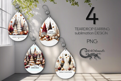 Christmas tree | xmas Teardrop earring Sublimation design P2 Product Image 1