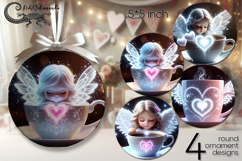Valentine coffee | 4 round ornaments sublimation dsigns P2 Product Image 1