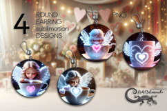 Valentine coffee | 4 love Round Earring sublimation designs Product Image 1