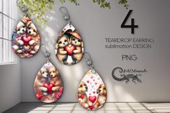 Valentine dog | 4 love teardrop earring sublimation designs Product Image 1
