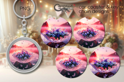 Fantasy sunset | coaster &amp; key chain sublimation design PL2 Product Image 1
