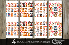 Valentine dog | 4 love bookmarks sublimation designs Product Image 1