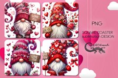 Valentine gnome | 4 love square coaster sublimation2 Product Image 1