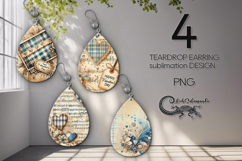 Valentine music | 4 sublimation Teardrop Earring designs P2 Product Image 1