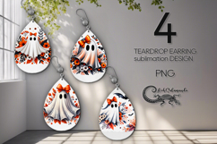 Cute ghost | 4 Funny Teardrop Earring Sublimation designs P2 Product Image 1
