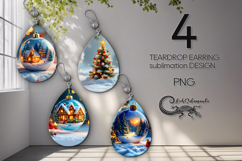New year moods | 4 xmas Teardrop earring Sublimation PL2 Product Image 1