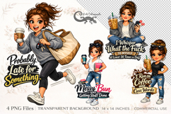 Messy Bun &amp; mom life | 4 PNG clipart Sublimation designs Product Image 1