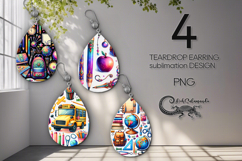 Back to school | 4 Teardrop earring sublimation designs P2 Product Image 1