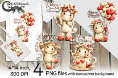 Inspiring inscription cow | 4 positive PNG designs Product Image 1