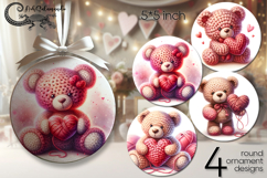Valentine teddy bear | 4 love round ornaments sublimation P2 Product Image 1