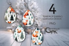 Christmas fox | Xmas Teardrop earring sublimation design PL2 Product Image 1