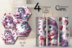 Valentine animals | unicorn Skinny tumbler sublimation Product Image 1