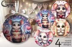 Valentine mouse | love round ornaments sublimation design Product Image 1