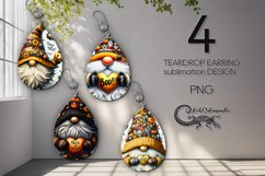 Halloween gnome | 4 Teardrop earring sublimation designs PL2 Product Image 1