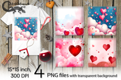 Valentine hearts | 4 PNG Sublimation designs P2 Product Image 1