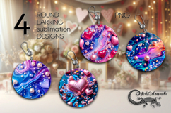 Love Pearls| 4 Valentine Sublimation round earring designs Product Image 1